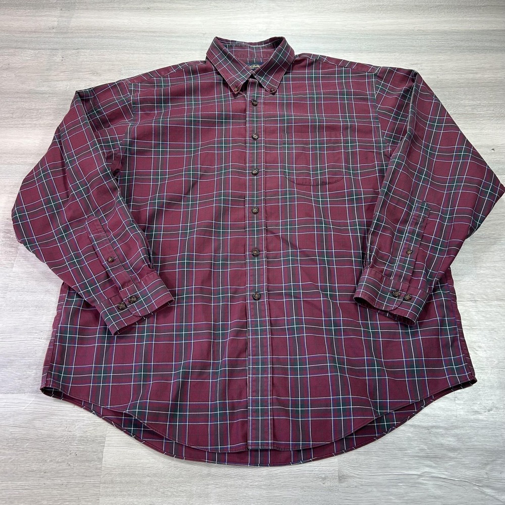 Brooks Brothers Shirt Mens XL Red Plaid Long Sleeve Button Down Non Iron Casual